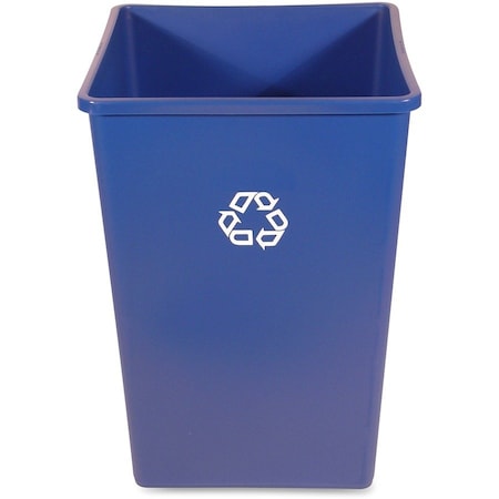 Rubbermaid Commercial 35 gal Square Untouchable Square Recycling Container, Blue, Plastic; Resin RCP395873BLUCT